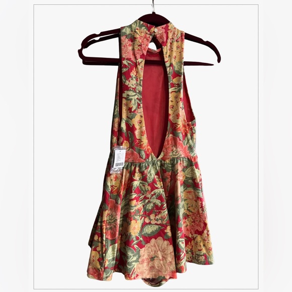 Kimchi Blue Coral and Green Floral Romper (NWT) - Picture 2 of 5